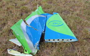 Part of the wreckage from  Dean Voelkerling's small plane that broke apart and crashed.
