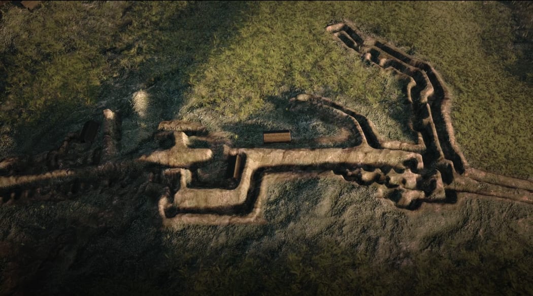 A reconstruction of what Rangiriri pā would have looked like.