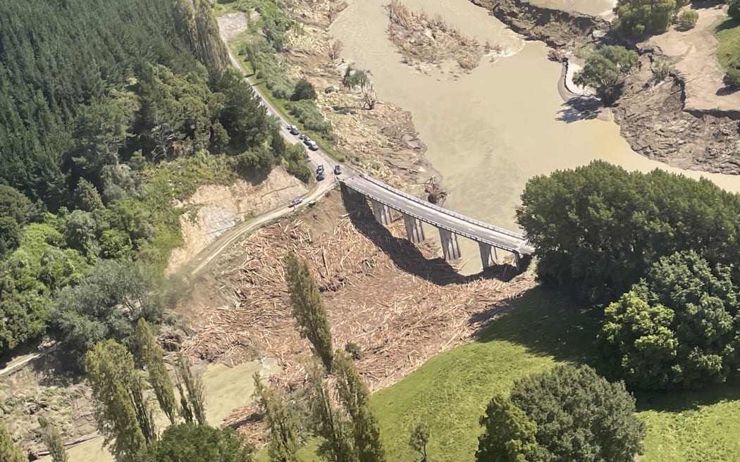Reporter Kate Green flew along on a Civil Defence fly over areas near Gisborne, as experts assessed the damage from Cyclone Gabrielle, on 18 February, 2023.