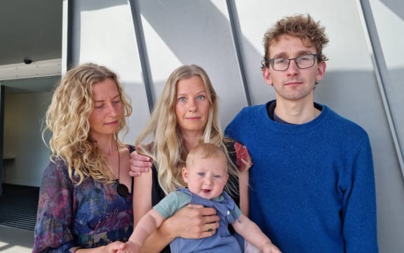 Sorrel, Alice and Austin O'Connell-Milne with Alice's son Dahli, who was born after Andrew Milne's death.