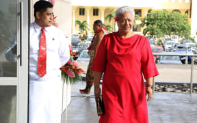 the Faatuatua I le Atua Samoa ua Tasi (FAST) political party shows party leader Fiame Naomi Mataafa (R) in Apia, the capital of Samoa. - Samoa opposition leader -- a veteran powerbroker with ties to island royalty -- has spurred a seismic political shift her Pacific nation,