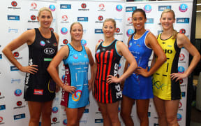 The five captains of the New Zealand ANZ Championship franchises at the season launch