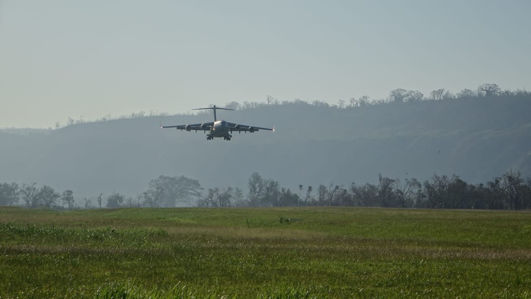 Military Aircraft from New Zealand, Australia and France were the first to reach Vanuatu after the cyclone as the airports Navigations Aids were destroyed by the cyclone.