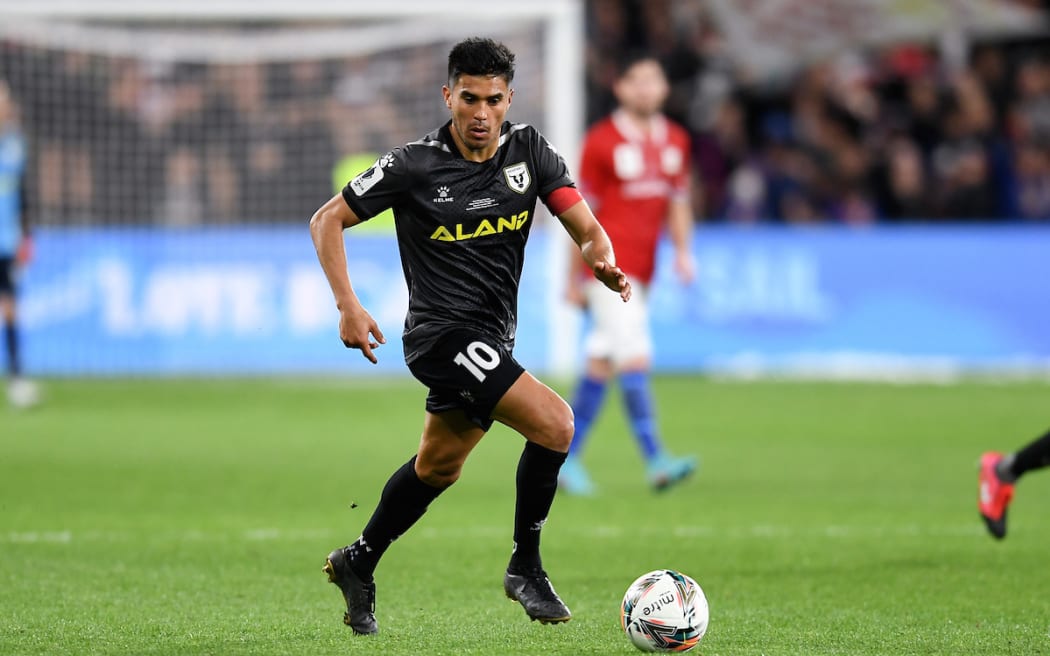 Ulises Dávila of Macarthur FC controls the ball during the Australia Cup final football match between Sydney United FC and Macarthur FC on 1 October, 2022 in Sydney, Australia.