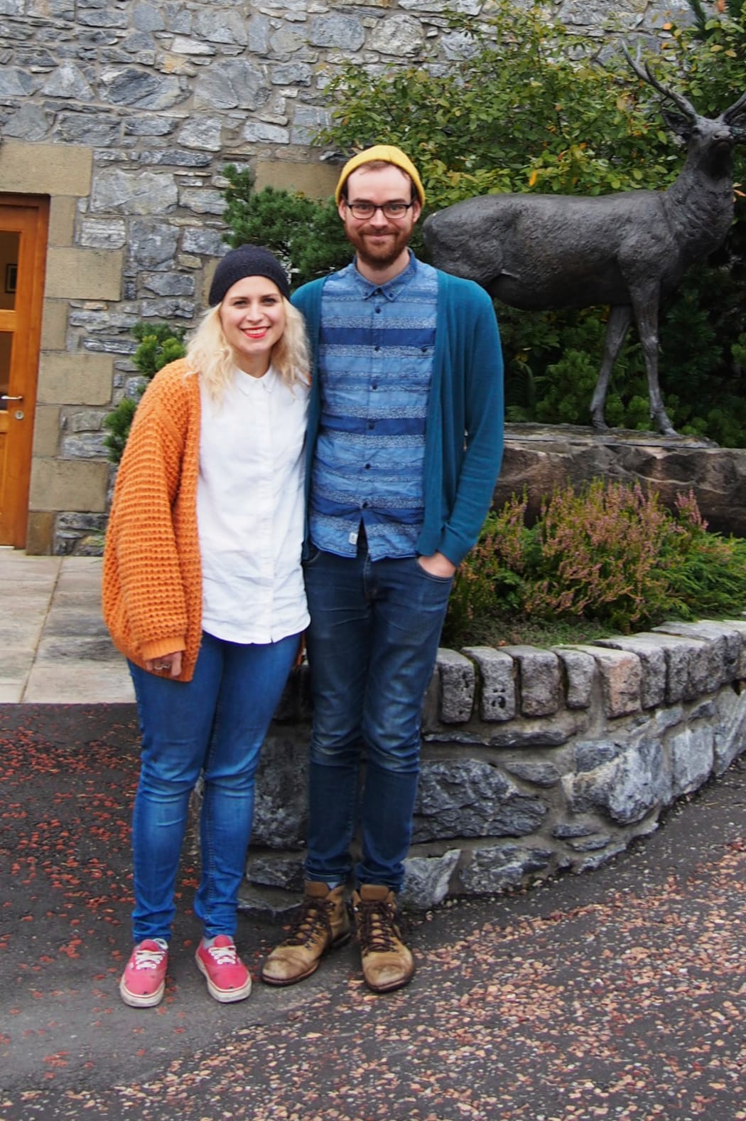 Jared Edwards with girlfriend Kirsty outside the Glenfiddich whisky distillery in Scotland.