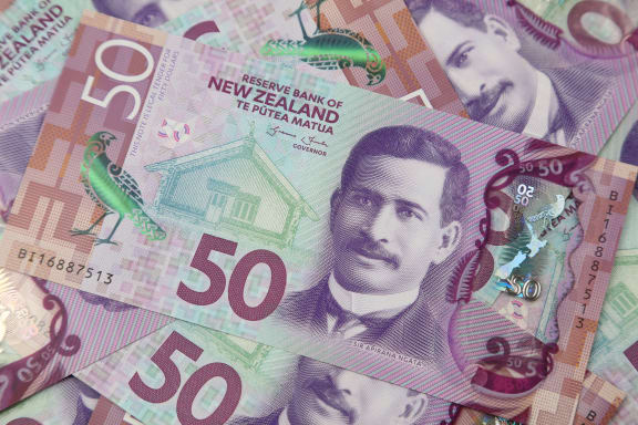 Close-up of New Zealand fifty dollar banknotes