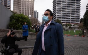 Dr Gaurav Sharma arrives at parliament before a caucus meeting that will determine if he is expelled from the Labour Party