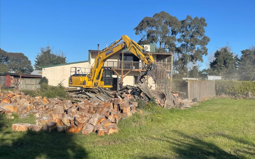 A gang house being demolished by Timaru District Council, immediately after it bought the property in Meadows Road, Washdyke.