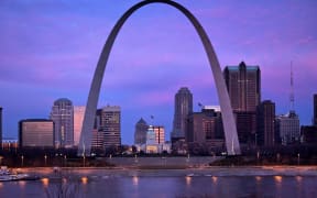 Gateway Arch & St. Louis MO Riverfront at Dawn