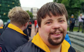 Alex Johnsen is competing in power lifting at the Special Olympics in Hamilton.
