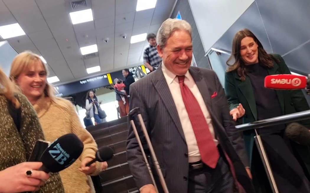 New Zealand First leader Winston Peters at Wellington Airport on 6 November 2023.