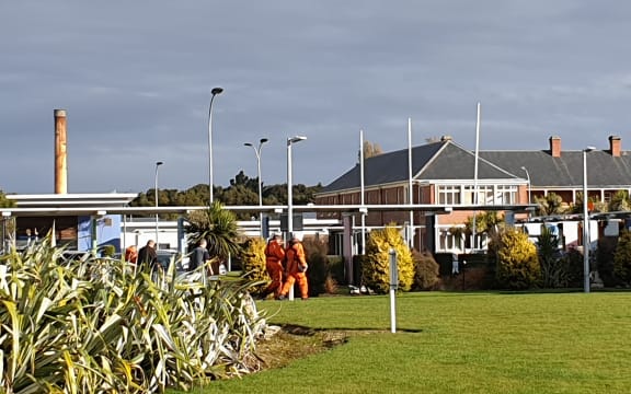 The three rescued crew members land at Southland Hospital.