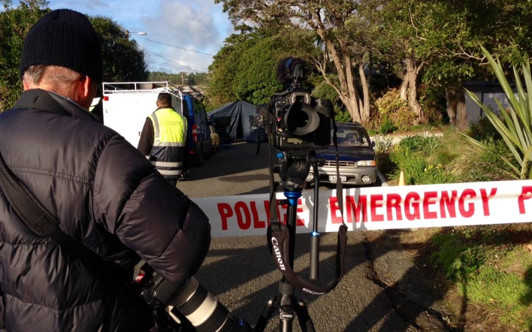 A police cordon at the scene of the stabbing this morning.