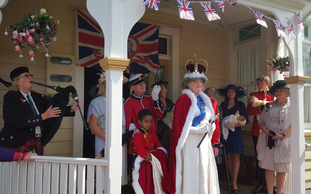 Queen Elizabeth - aka Avalon Fryer - at the opening of a royal museum in Te Aroha.