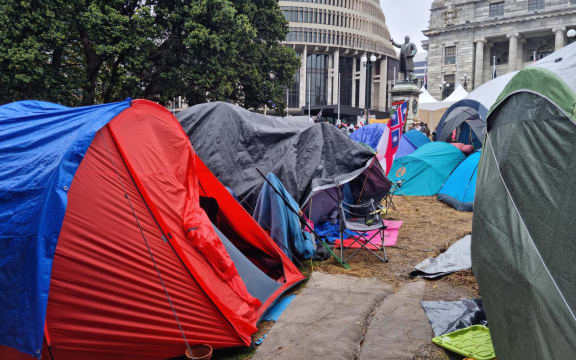 Tents outside Parliament on day 13 of protests.