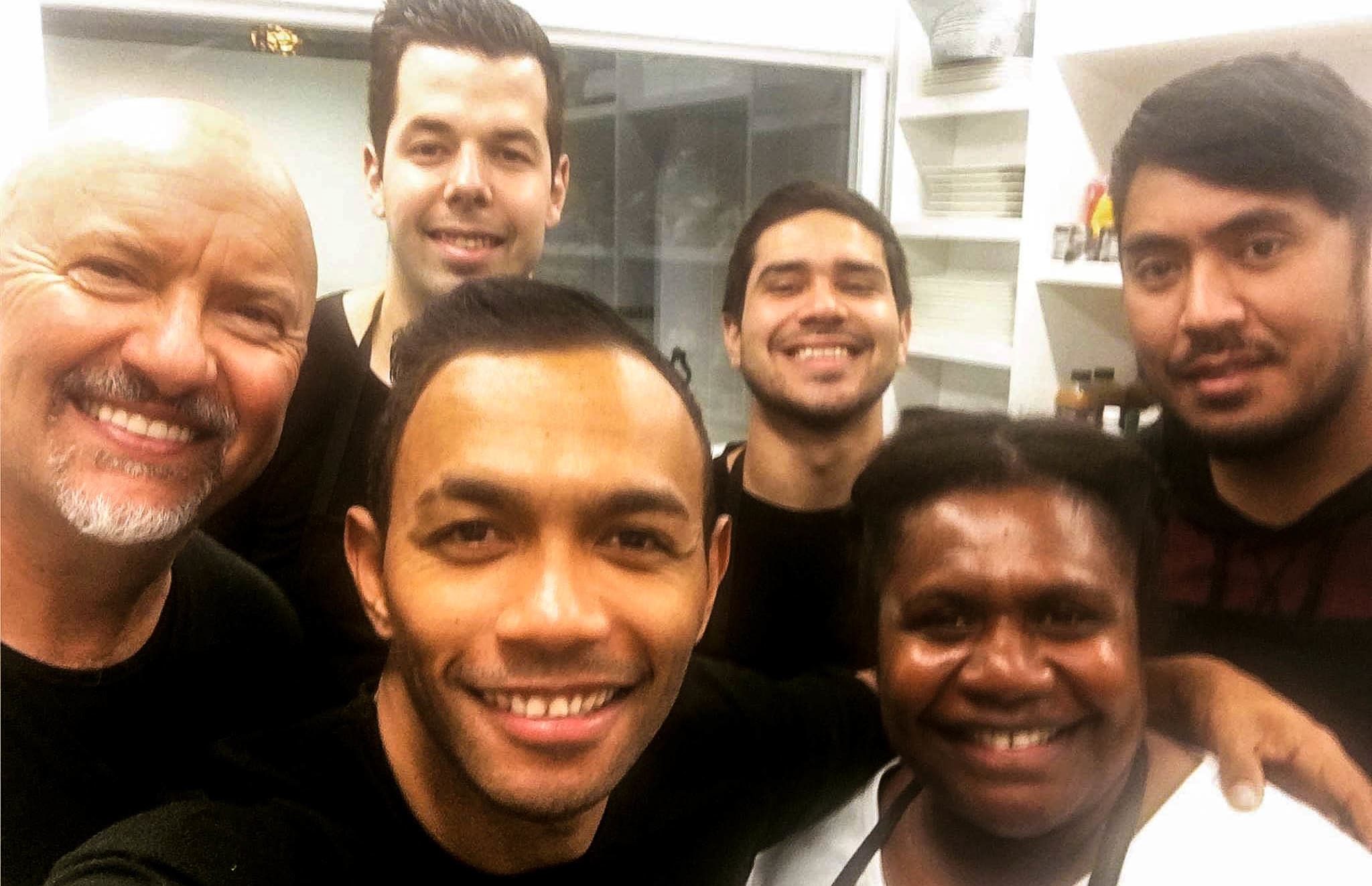 Celebrity chef Robert Oliver (far left) and his talented team at Kai Pasifika.