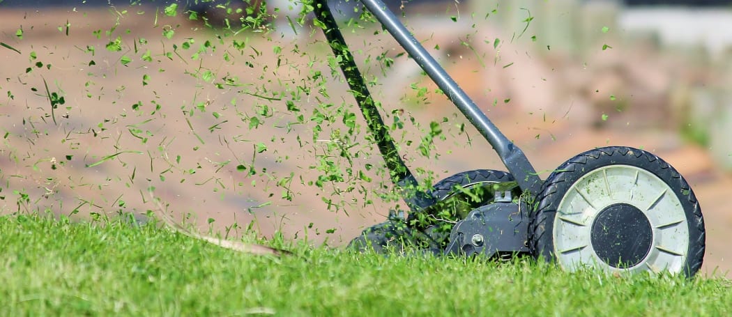 Manual mower in action