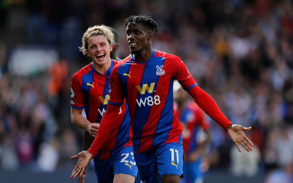 Wilfried Zaha of Crystal Palace celebrates.