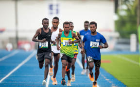 Solomon Islands athletes at the newly built Pacific Games Stadium in Honiara. 24 October 2023.