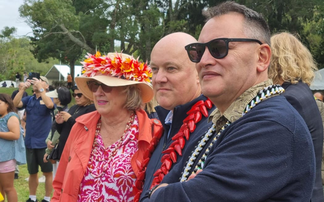 Prime Minister Christopher Luxon (centre) and Health Minister Shane Reti at the Pasifika Festival at Western Springs, Auckland on 9 March, 2024.