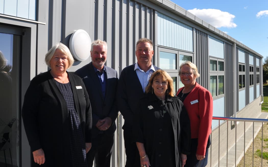 From left, Ko Taku Reo Deaf Education NZ team lead Sue Leith, Nelson Bays RTLB practice leader Dan Haynes, BLENNZ Nelson Visual Resource Centre manager John Hewlett, 
Nelson Bays RTLB cluster lead principal Pip Wells and Nelson Bays RTLB practice leader Fiona Young.