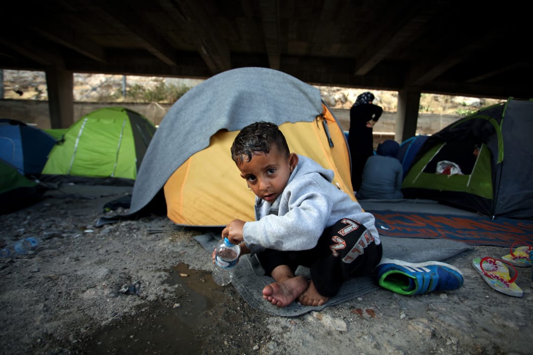 Refugees and migrants stranded at the port of Piraeus in Athens, Greece.