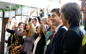 Green Party MPs and candidates at the party's election closing in Auckland.