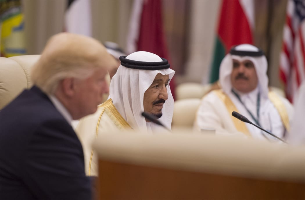King of Saudi Arabia, Salman bin Abdulaziz Al Saud (C) attends the U.S. - Gulf Summit at King Abdul Aziz International Conference Center in Riyadh, Saudi Arabia May 21, 2017.