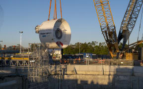 Hiwa-i-te-Rangi TBM is lowered into the