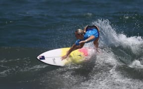 Kiwi surfer Ella Williams in action during her heat.
