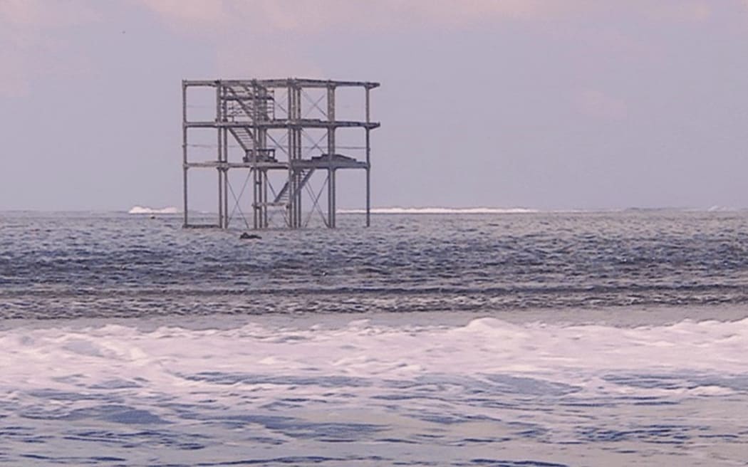 The judges’ tower at Teahupoo almost complete mid-March 2024