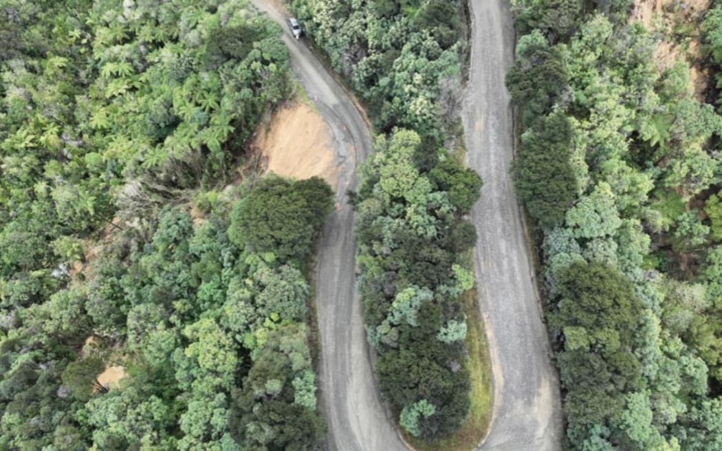 The dropout on Port Underwood Road in the Marlborough Sounds after storm damage in June and July.