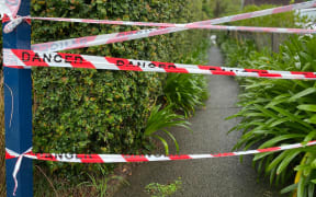 An access path to Charcoal Bay via the Rosecamp Road Foreshore Reserve in Auckland is blocked off due to slips.