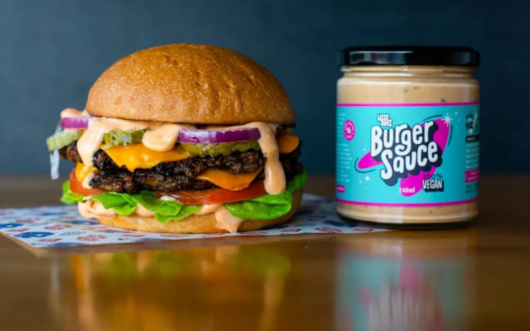 Wise Boys' vegan burger and sauce.
