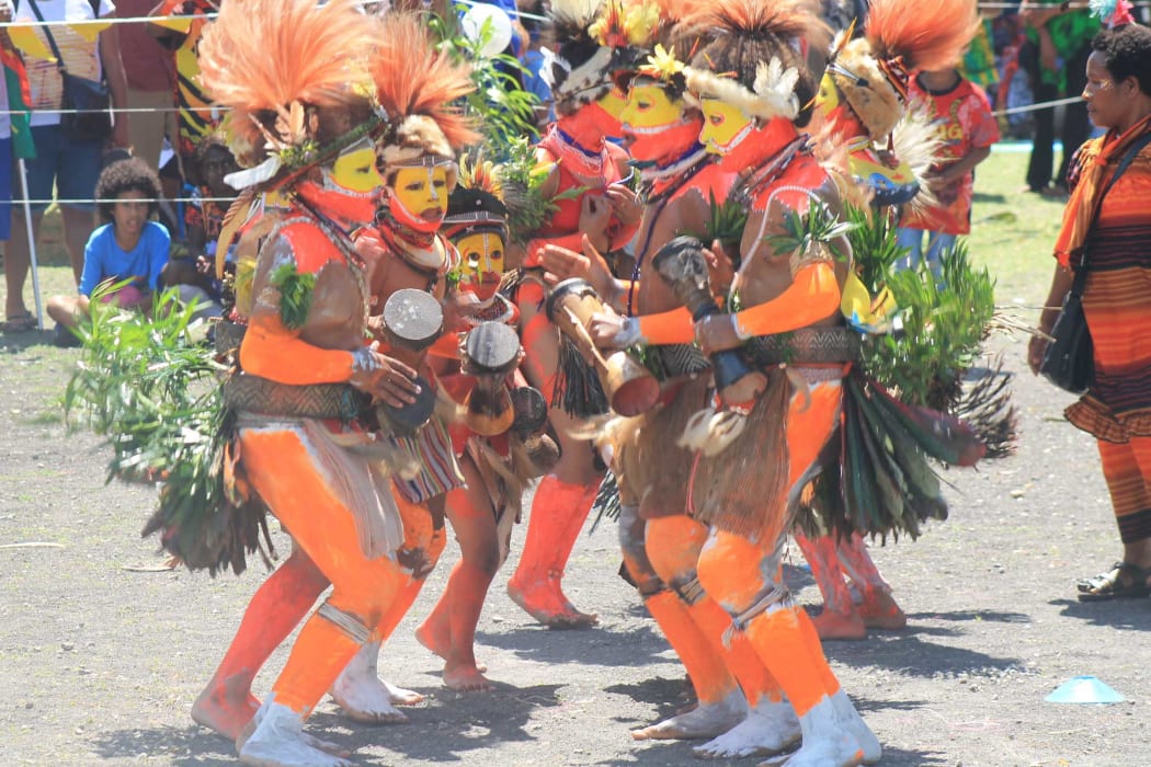 Students in Huli attire mark the 43rd anniversary of Papua New Guinea Independence Day with cultural festivities, September 2018, Port Moresby