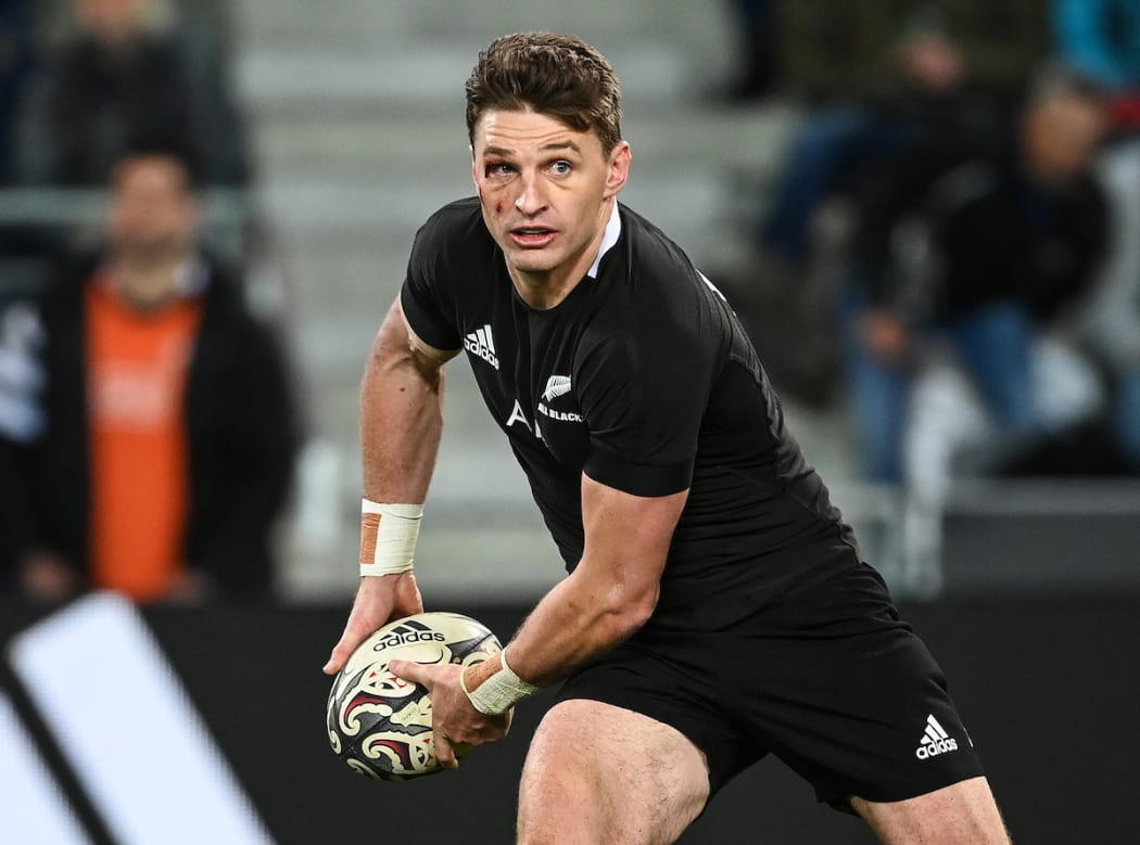 Beauden Barrett in the All Blacks v Fiji test match at Forsyth Barr Stadium, Dunedin, 10 July 2021.