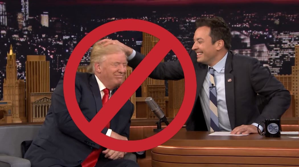 Just say no: Jimmy Fallon and Donald Trump getting cosy.