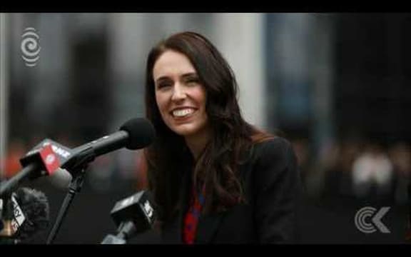 Jacinda Ardern addresses adoring crowd after being sworn in as PM