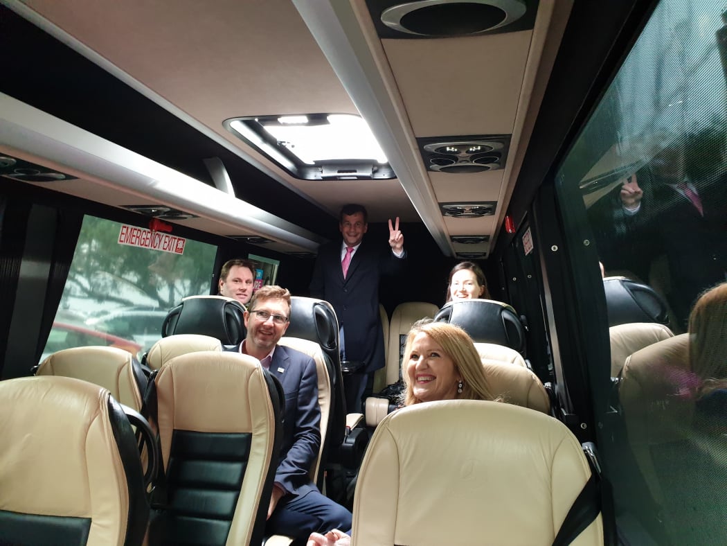 Onboard the ACT Party campaign bus.