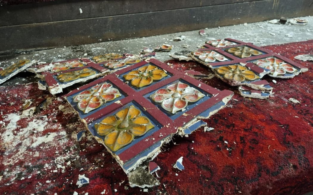 Broken tiles at the St James.