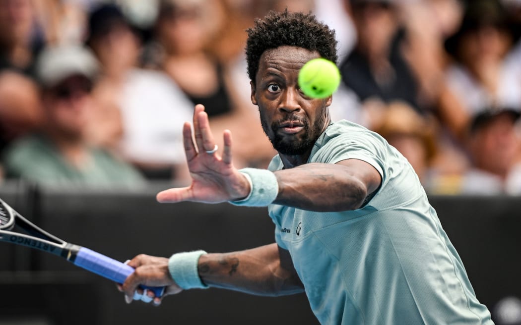 Gael Monfils of France during his game against Nishesh Basavareddy of USA in the Men’s Singles Semi Final Match of the 2025 Men’s ASB Classic.
