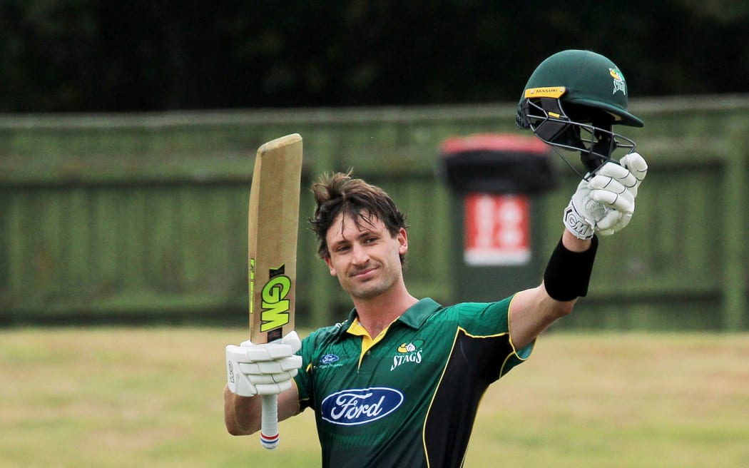 Will Young celebrates his century for Central Districts.