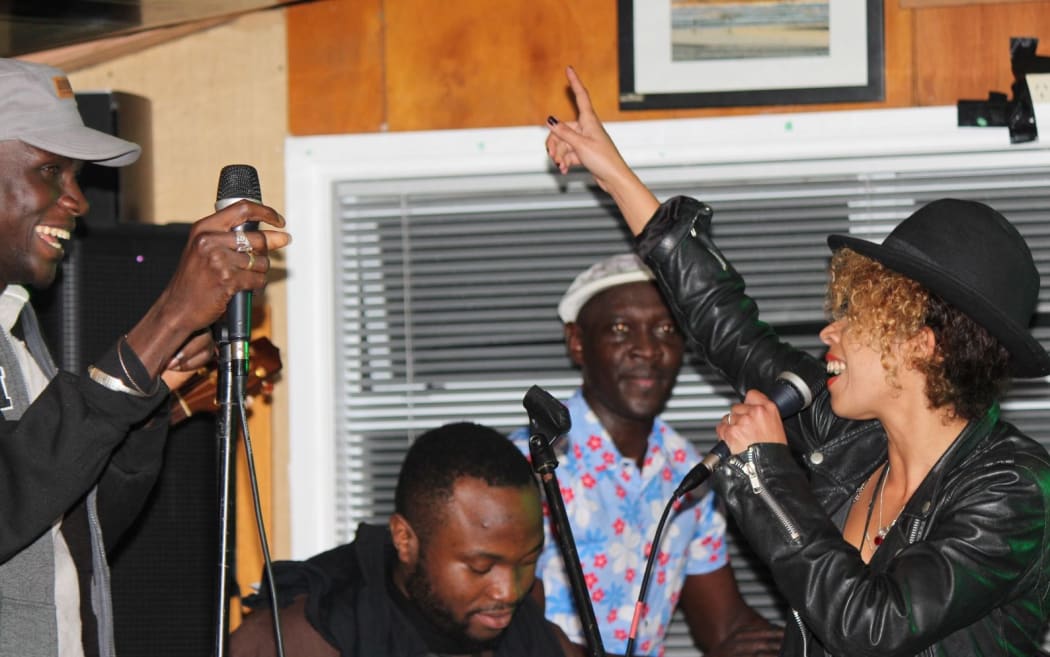 Flavia Coelho joins in a jam session with members of Jupiter & Okwess International and Youssou N’Dour’s band.