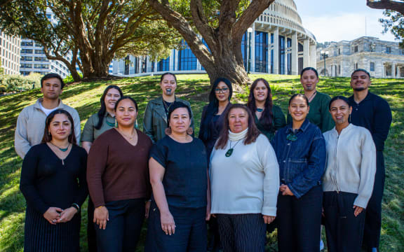 Te Kāhu Pokere outside of Parliament.