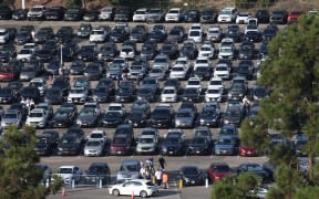 A parking lot of Dodger Stadium in LA.