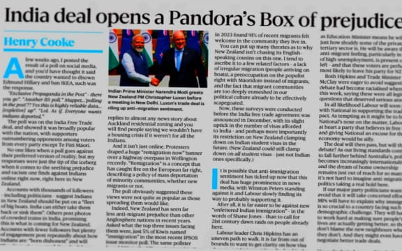 Henry Cooke in The Post last week analysing responses to the free trade agreement with India.