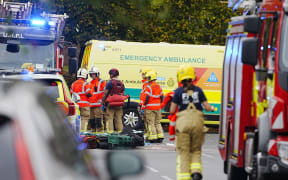 Emergency services at the scene of an incident at Heaton Park Hebrew Congregation synagogue in Crumpsall, Manchester, on Thursday.
Mandatory Credit:	Peter Byrne/PA/AP via CNN Newsource