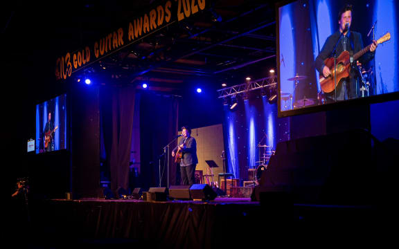 Zac Griffith performs his winning song during the MLT NZ Gold Guitar Awards