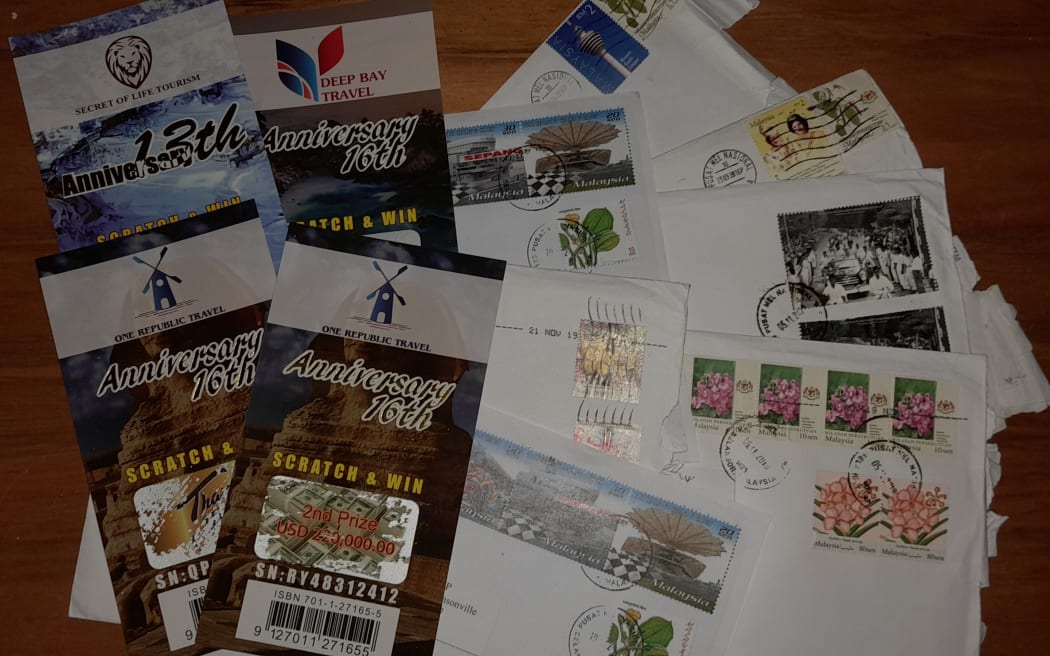The fake winning tickets arrive in envelopes similar to these ones, which were widely distributed in a 2019 mail scam.