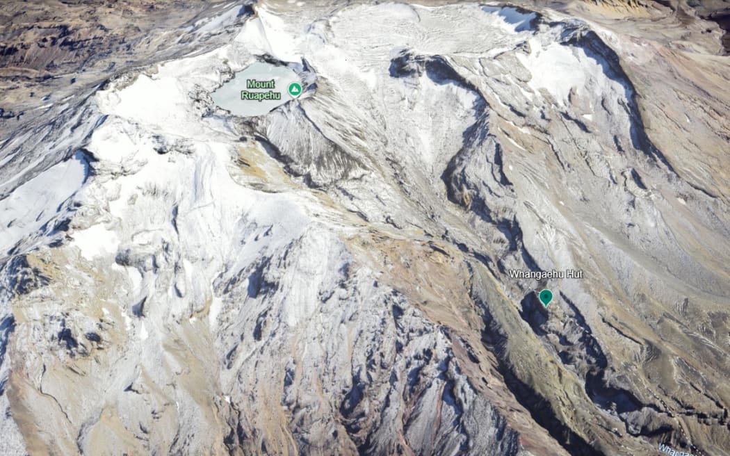 Whangaehu Hut, as pictured on Google Earth